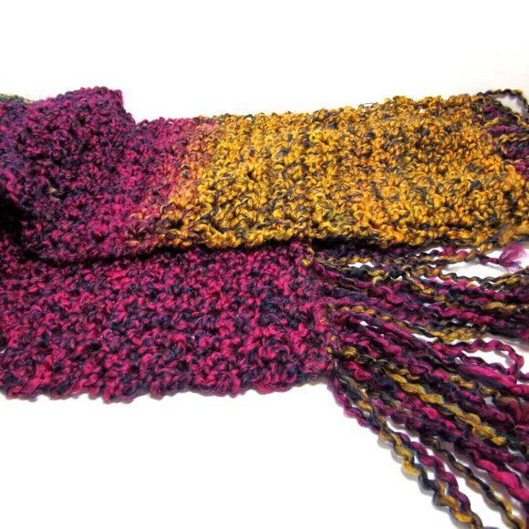 MultiColor Rainbow Scarf 140"x9" Extra Long Wide Chunky Handmade Crochet Knit - Picture 2 of 9